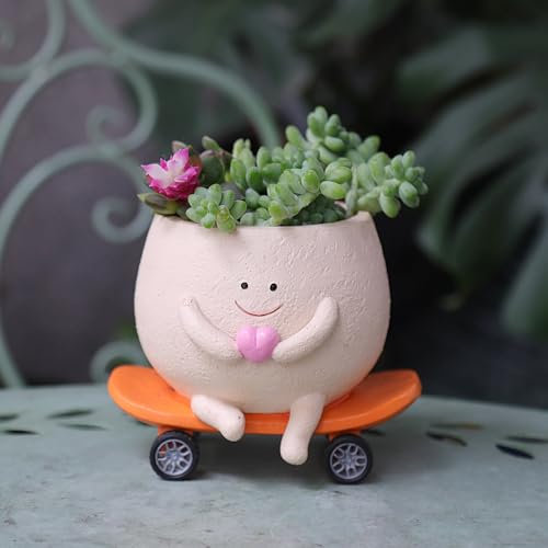 Jolis pots de fleurs en forme de tête de visage pour plantes d'intérieur - Motif smiley - Pour plantes succulentes - Idée cadeau pour mère et Noël