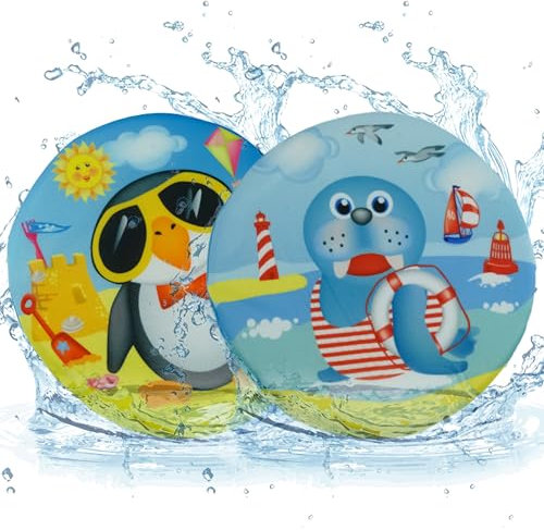 2Pcs Splash Water Skimmer Flying Discs Kids, Reusable Soft Catch Flying Disc, Backyard Games Water Frisbee for Kids, Swimming Pool Floating Water Toys 18cm