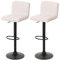 Mendler 2er-Set Barhocker HWC-G87, Tresenhocker Barstuhl, höhenverstellbar drehbar, Stoff Boucle (450g/m²) FSC® - Creme-weiß