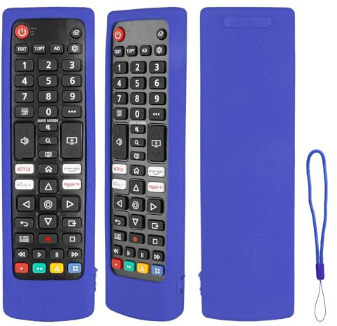 Funda para mando a distancia de silicona compatible con LG AKB74915324 AKB76037605 AKB76040301 AKB74915346 AKB75375608 TV mando a distancia cubierta protectora antigolpes con un cordón (azul)