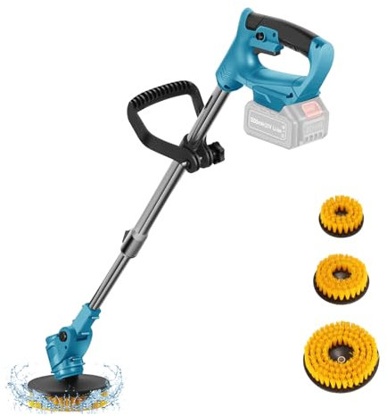 Cepillo de limpieza eléctrico giratorio de 90 – 120 cm, 800 W, cepillo de limpieza eléctrico con 3 cabezales de cepillo, inicio rápido en 2 pasos, para suelo, cocina, coche, no cargador de batería
