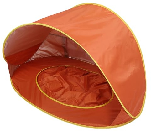 Denash Pop-Up-Strandzelt, UV50+ Sonnenschutz, Winddicht, Tragbare Baby-Strandmuschel mit Internen Aufbewahrungstaschen und Integriertem Babybecken, für Camping-Picknicks Am Strand Im (ORANGE)