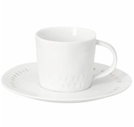 Räder Espressotasse „Guten Appetit“ aus Porzellan mit Untertasse | weißes Porzellan