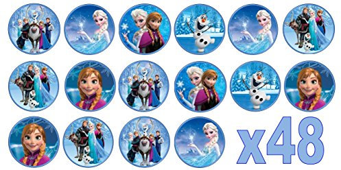 48 Frozen 3cm Mini Discs Edible Wafer Paper Cupcake Toppers (NOT PRE Cut)