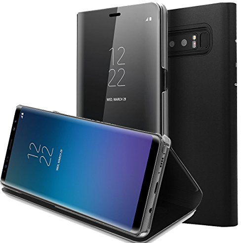 AICase Cover per Galaxy Note 8 Clear View Standing Cover Custodia protettiva con apertura a libro e funzione supporto per Samsung Galaxy Note 8(Nero)
