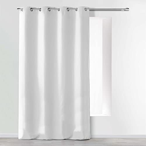 douceur d'intérieur, Rideau à Oeillets (140 x 280 cm) Absolu Blanc, Microfibre