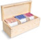 Creative Deco Teebox Holz aus natürlichem Kiefernholz | 22 x 9 x 7,5 cm | Teekiste 3 Fächer und Deckel | Tee-Organizer | Perfekt für Decoupage, Dekoration, Teebeutel Aufbewahrung