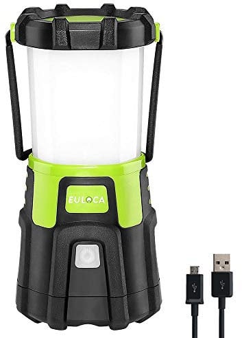 EULOCA Lámpara Camping LED, 1200lm USB Recargable, 4 Modos, Linterna de Camping Recargable Intensidad Regulable, Linterna Camping para Pesca, Excursión, Jardín, Patio etc.
