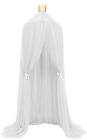 Betthimmel Baldachin Babybett, 100% Polyester Gewebe Romantischer Baldachin, Moskitonetz für Kinder zum Lesen, Spielen, Zelt, Hängevorhang für Babys, Schlafzimmerdekoration (Weiß)