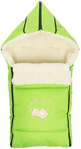 Goldkids Winter Fußsack für Kinderwagen Babyschale Schlittensack Lammwollesack Baby Fußsack Kuschelsack Winterfußsack 40 x 90 cm (Grün)