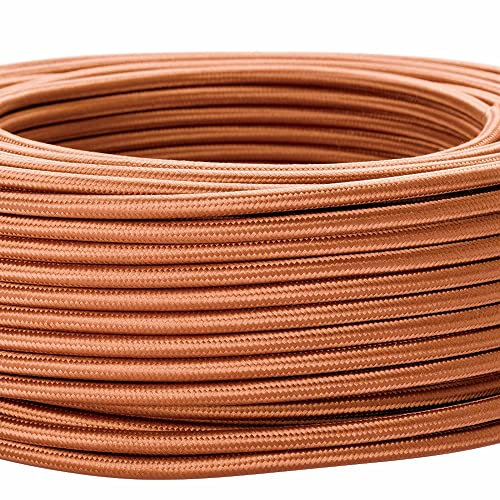 Textilkabel für Lampen, 5 m Braun, 3-adrig, (3x 0,75 mm²) - Kunststoff Stromkabel mit Erdleiter, Textil ummantelt