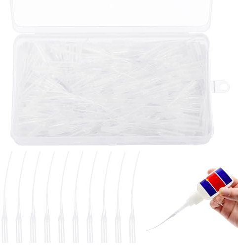 CHALA Fine Tip Glue Applicator, 200pcs Plastic Needle Tip Glue Bottle Extender Pipette for Diy Arts Craft Hobby Projects Daily Life Lab Dispensing Adhesive Dispensers