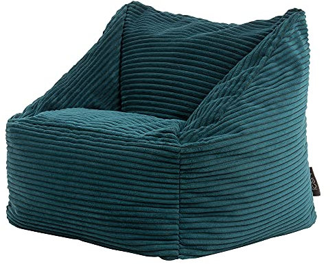 Icon Natalia Pouf Enfant, Velours Côtelé, pour Poire avec Remplissage, Chaise Enfant, Fauteuil Chambre, Meuble Chambre, Meuble Salon, Bleu Canard