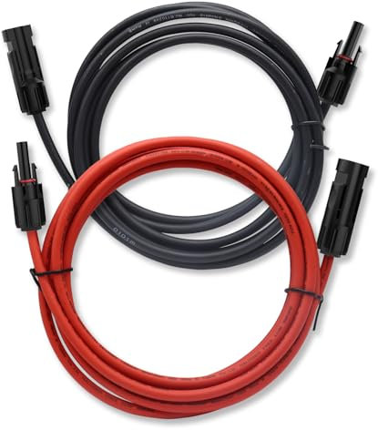 KUBOWAI d'Extension de Panneau Solaire 6mm², Rallonge de Câble Solaire 2m, Cordon Photovoltaïque, Classe de Tension 1500V, Fiche Solaire Montée, Prise étanche IP68 (10 AWG 2m)