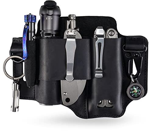 Sayram ST1/ST2 Multitool Leather Sheath with Key Holder, EDC Belt Organizer Knife Sheath for Leatherman Tools, Flashlight, EDC Pocket Organizer for Men