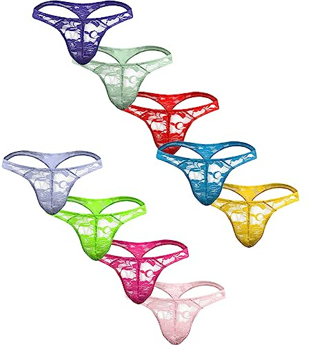 Faringoto Herren-Stringtanga, transparent, Spitze, G-String, Unterwäsche, Netz-Tanga, Dessous, atmungsaktiver Slip