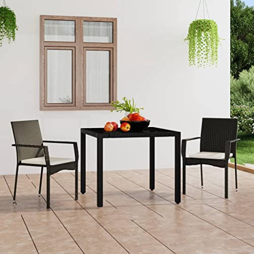 BUKSCYJS StapelstüHle,Hochlehner Gartenstuhl GartenstüHle Mit Kissen 2 STK. Poly Rattan Schwarzgeeignet FüR Wohnzimmer, Schlafzimmer, GäRten, Balkone, Terrassen