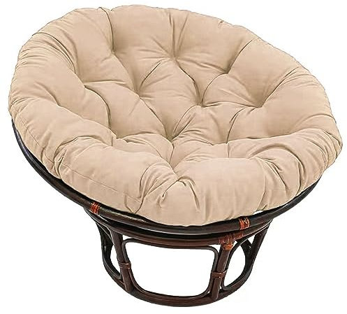 Yahbrra Papasansessel Kissen, Polster Bodenkissen für Schwenksessel, Rund Papasan Sessel, Polyrattan Sessel Durchmesser 100 cm und Kissenstärke 10-12cm (Color : Khaki, Size : 100 * 100cm)