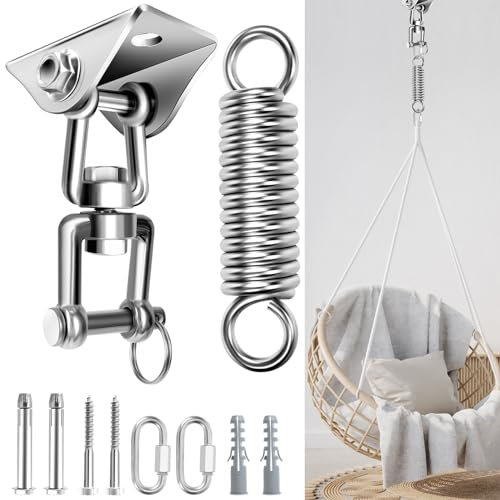 Gancio Soffitto In Acciaio Inossidabile Con Molla Oscillante, 450 Kg Capacità Portante 360° Rotazione, Ganci Altalena Cuscinetto Con Accessori Montaggio, Gancio Soffitto Pesante Per Sedie Sospese