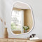 HLFMVWE Blanc irrégulier Ovale Miroir Mural Grand 65 x 45 CM Pouces Miroir asymétrique Cadre en Bois Moderne Forme Unique vanité Murale Miroir Artistique décor pour Salon Chambre à Coucher