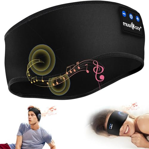 MUSICOZY Schlafkopfhörer Bluetooth, Schlaf Kopfhörer Seitenschläfer Kabellos Sport Kopfhörer Stirnband 16+STD für Yoga/Training/Reisen/Schlaflosigkeit,Tech Gadgets für Männer/Frauen