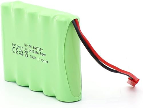 YUNIQUE GREEN-CLEAN-POWER - Batteria RC 6V 2400mAh, Batteria Ricaricabile Ni-MH AA, con Spina JST, per Auto RC, Barca RC, Serbatoio RC, Utensili elettrici | Dimensioni 52x72x15mm