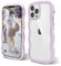 ORDA Cute Wave Frame Curly Shape Shockproof Hard Case for iPhone 13 Pro, 6.1 inches, Purple