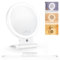 wobsion Travel Mirror with Light for Makeup, 1X/10X Magnifying Make up Mirrors for Desk, Portable Folding Mirror for Bathroom and Tabletop, 3 Color Lighting, Dimmable, White