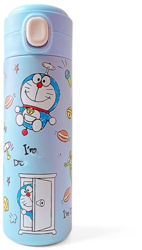 D-orraemon Termo Portátil, Dibujos Animados Thermos, 420ml Termo de Acero Inoxidable, Para Niños Y Adultos, Escuela, Corrida Y Actividades Al Aire Botella Agua/Azul