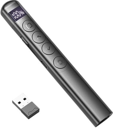 HTU 2.4GHz Wireless Presentation Clicker Type-C Rechagable Wireless Presenter Remote with Hyperlink PowerPoint Office Presentation Clicker for Office Teaching Projector PPT Presenter