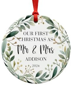 Our First Christmas as Mr and Mrs Ornament - Ceramic Christmas Tree Decoration 2024