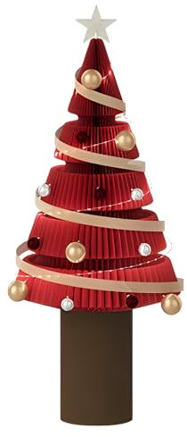 Albero Di Natale Rosso Grande A Nido D'ape, Alberi Di Natale Di Carta Pieghevoli, Albero Di Natale Da Interno per La Decorazione Delle Feste(15.7x39 in)