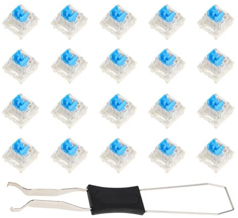 ECSiNG 20pcs Blue Mechanical Keyboard Switches 3 Pin Compatible with MX Mechanical RGB Gaming Keyboard Dustproof Design