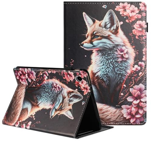 Mldjomid Coque pour Lenovo Tab M10 Plus (2nd Gen) 10.3 2020 (TB-X606F/X606X) Tablette Housse de Protection PU Cuir Flip Étui Case pour Lenovo Tab M10 FHD Plus (2nd Gen), Renard Fleur de Pêcher