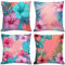Lilac Cushion Covers 30x30cm Flower Outdoor Cushions Covers Waterproof Soft Comfy Linen Square Throw Pillowcases with Invisible Zipper for Living Room Bed Sofa Garden Decorative Gifts, Set of 4 XY-809