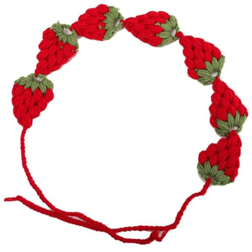 Zghhc Erdbeer-Stirnband, Gehäkelt, Süßes, Süßes Haarband, Damen-schal, Stirnbänder, Bandanas, Breite, Elastische Haarbänder, Mode-Accessoires