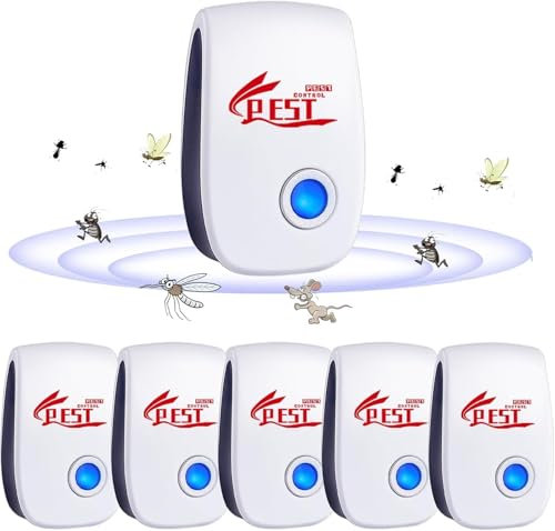 Répulsif Ultrason Anti-Rongeurs Insectes, 6 Pack Ultrason Anti Moustique Ultrason Souris et Rats, Intérieur Répulsif Électronique Insectes pour Souris, Rats Fourmis Araignées Moustiques