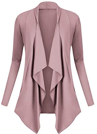 Urban GoCo Damen Strickjacke Cardigan Langarmshirt Wasserfall Strickmantel (S, Lavender)