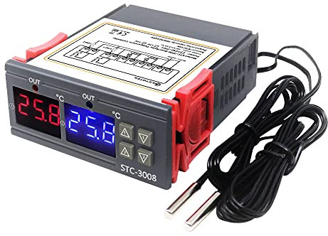 KETOTEK Controladore de temperatura 12V Digital, Regulador de Temperatura de calentamiento y enfriamiento termostato con sonda