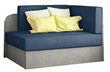 MOEBLO Schlafsessel, Sofa mit Schlaffunktion und Bettkasten,Couch für Kinderzimmer, Schlafsofa Schaumstoff Sofagarnitur Polstersofa - Raisa (Hellgrau+Blau (Omega 86+Omega 02))