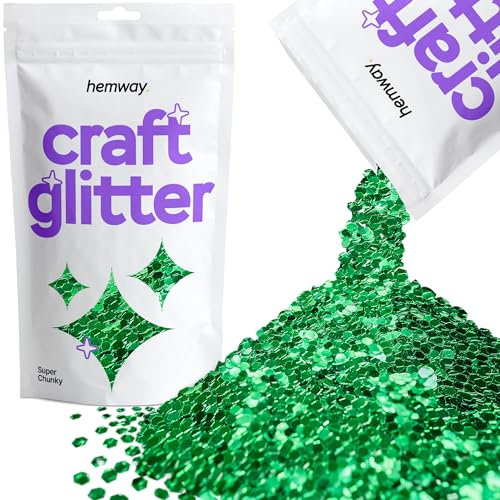 Hemway Craft Glitter - Emerald Green | 100g Super Chunky Metallic Sequin Flakes for Resin & Epoxy Crafts | Supplies for Tumblers, Cards, Jewellery, Candle, Hair, Face, Body & Nail Art
