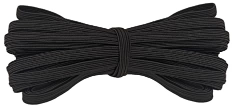Trimming Shop 12mm (1/2 Inch) Wide Flat Elastic Band, Stretchable Waistband Tape Elastic Cord for Repair Clothing, Garments, Dressmaking, DIY Craft Projects, Black, 50 Metres