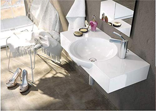 Art-of-Baan® Design-Waschbecken aus Keramik I hochwertiges Handwaschbecken mit Lotus-Effekt I modernes Aufsatzwaschbecken in Hochglanz weiß I Maße: 700x430x115 mm