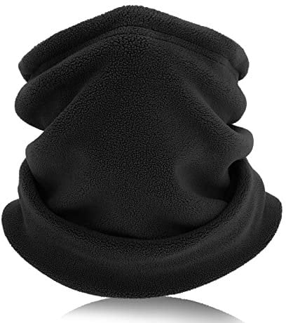 TAGVO Winter Halswärmer, Doppellagiger Fleece-Schlauchschal, Weicher dicker elastischer Schal, Winddichter Ohrenwärmer zum Skifahren und Radfahren, Unisex-Sturmhaube für Outdoor-Sportarten,Schwarz