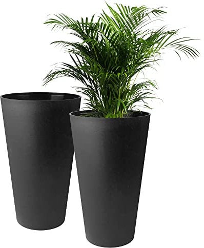 Hohe Blumentöpfe für den Außenbereich. Grosse 30 cm Töpfe für Zimmerpflanzen 2 Stück Große Hohe Plastikpflanztöpfe Übertopf aus kunsstoff für Blumen Hohe Töpfe für Innen (Packung 2 Schwarz einfarbig)