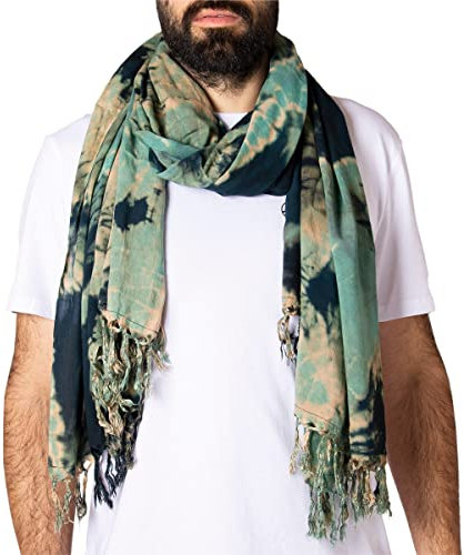 PANASIAM tiedye Scarf schwarz mit grünem Muster, 190x116cm