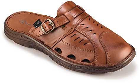ESTRO Sandales Homme Cuir Mules - Sandales Homme Été Cuir Mules Hommes avec Semelle Antidérapante S4 (43 EU, Brun Rouille)