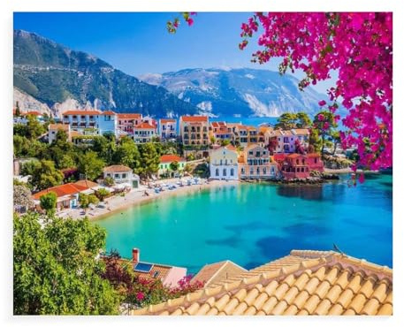 adults kids puzzles jigsaw 1000 pieces jigsaw,Greece Colourful village of Assos on Kefalonia,education toys game family decoration(50x70cm）-35