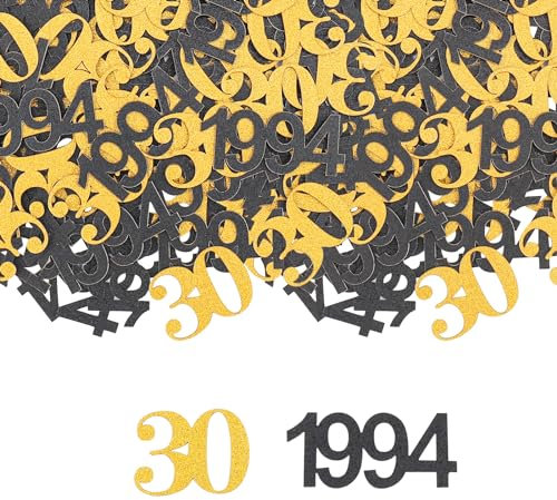 GoldRock Konfetti 30 Geburtstag Deko 1994 Groß 3-5cm,100 Stk Tischdeko 30. Geburtstag Deko Gold Schwarz,Deko 30 Geburtstag Mann Frau,Streudeko Geburtstag 30er,Luftschlangen 30 Geburtstag Männer Frauen