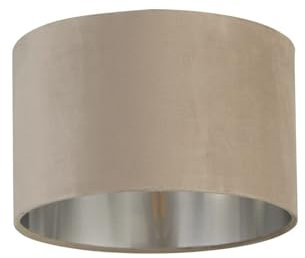 Lampenschirm Stoff Ø 28 cm für Hängelampe E14 E27 in Taupe Silber gebürstet Modern Zylinder Samtschirm für Pendelleuchte